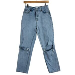 Pacsun Jeans Womens 25 Light Wash High Rise Crop Boyfriend Rigid Distressed
